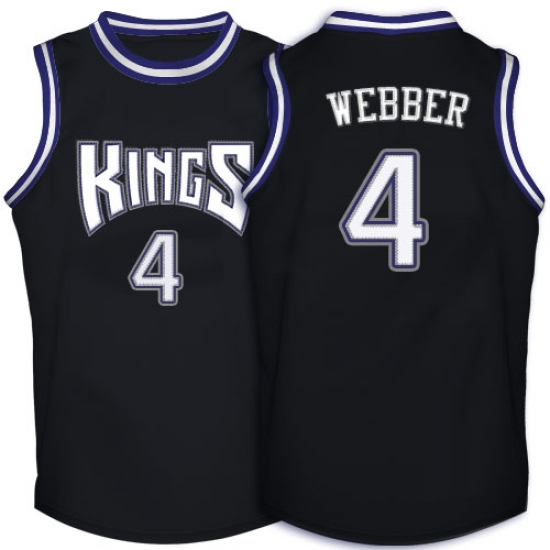 Men's Adidas Sacramento Kings #4 Chris Webber Swingman Black Throwback NBA Jersey - Ujersey