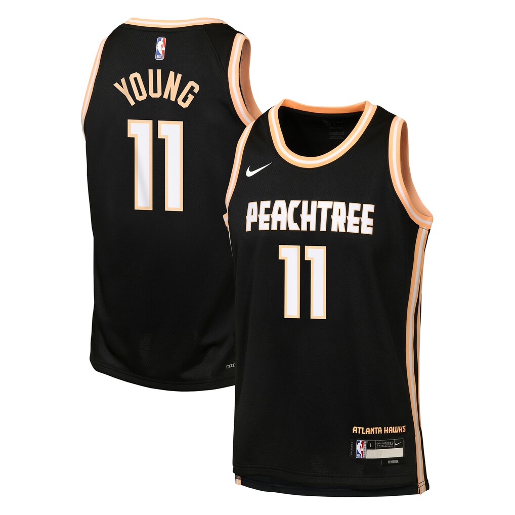 Youth Atlanta Hawks Trae Young Nike Black 2025/26 City Edition Swingman Jersey - ujerseystore