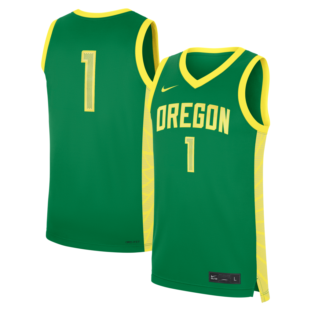 Men's Nike Green Oregon Ducks #1 Road Replica Basketball Jersey - Ujersey