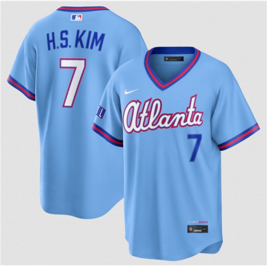 Men's Atlanta Braves #7 Ha-Seong Kim Powder Blue 2026 City Connect Stadium Stitched Baseball Jersey - Ujersey