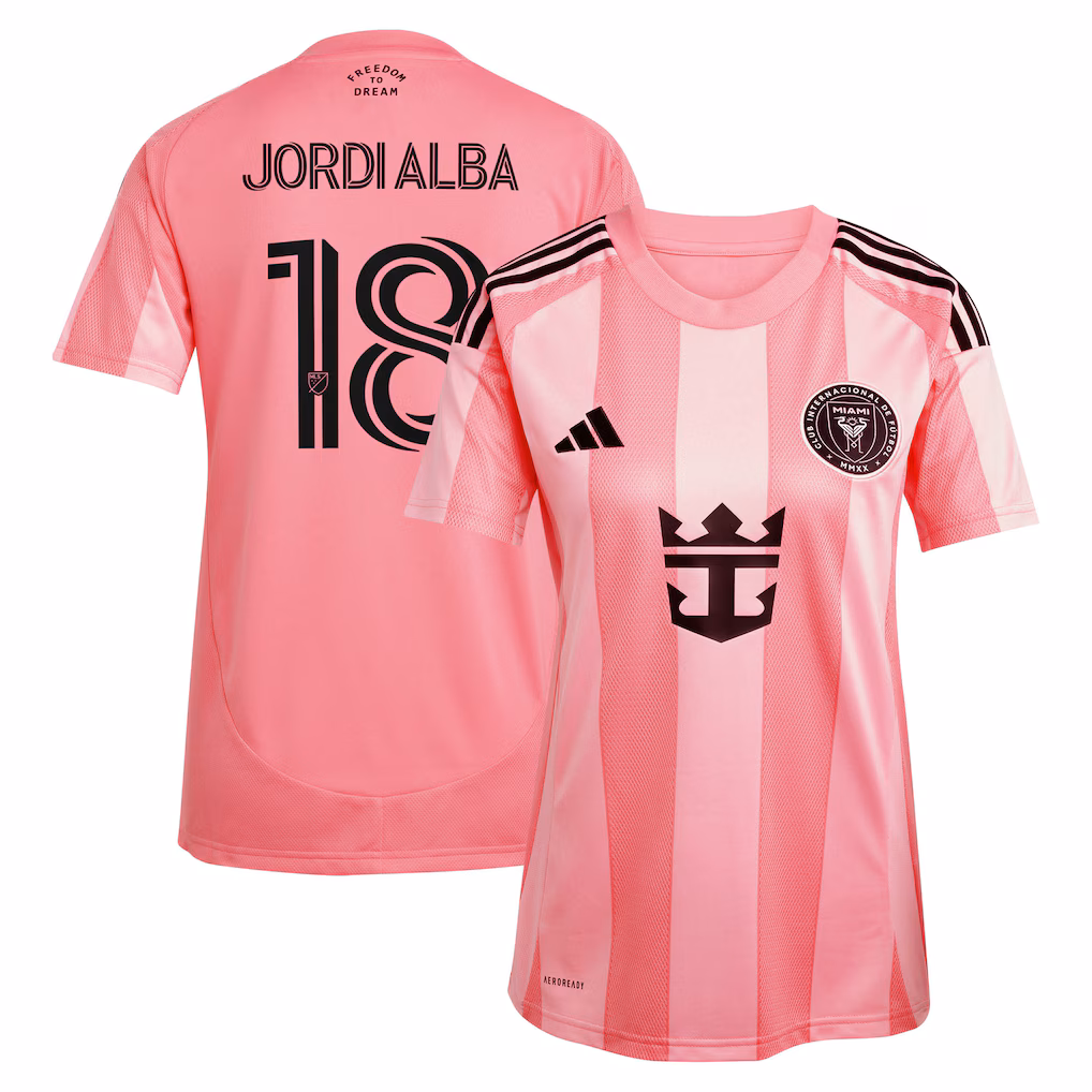 Women's Inter Miami CF Jordi Alba adidas Light Pink 2025 Euforia Replica Player Jersey - ujerseystore