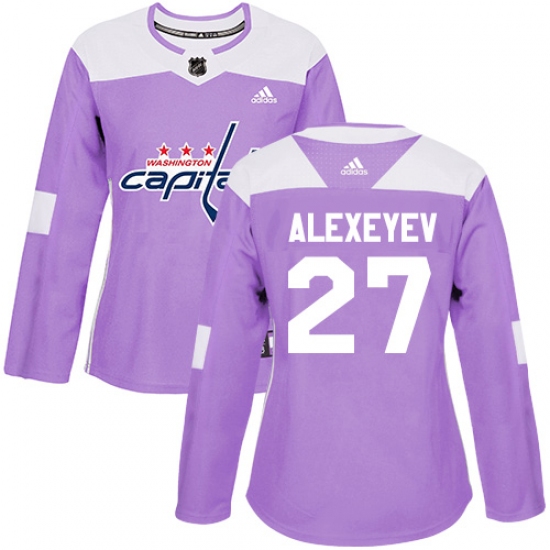 Women's Adidas Washington Capitals #27 Alexander Alexeyev Authentic Purple Fights Cancer Practice NHL Jersey - Ujersey