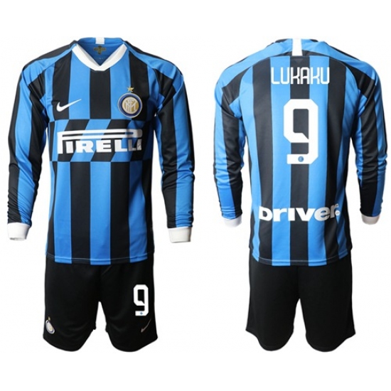 Inter Milan #9 Lukaku Home Long Sleeves Soccer Club Jersey