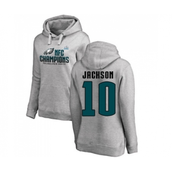 Women's Philadelphia Eagles #10 DeSean Jackson Ash One Color Pullover Hoodie - Ujersey NHL