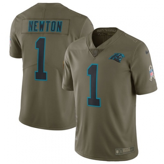 Men's Nike Carolina Panthers #1 Cam Newton Limited Olive 2017 Salute to Service NFL Jersey - Ujersey