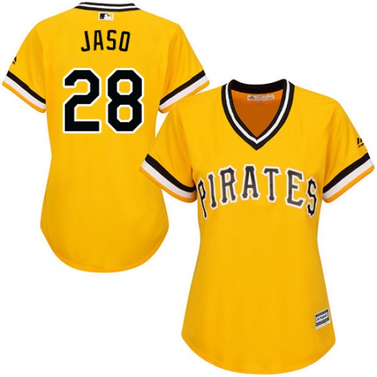 Women's Majestic Pittsburgh Pirates #28 John Jaso Authentic Gold Alternate Cool Base MLB Jersey - Ujersey