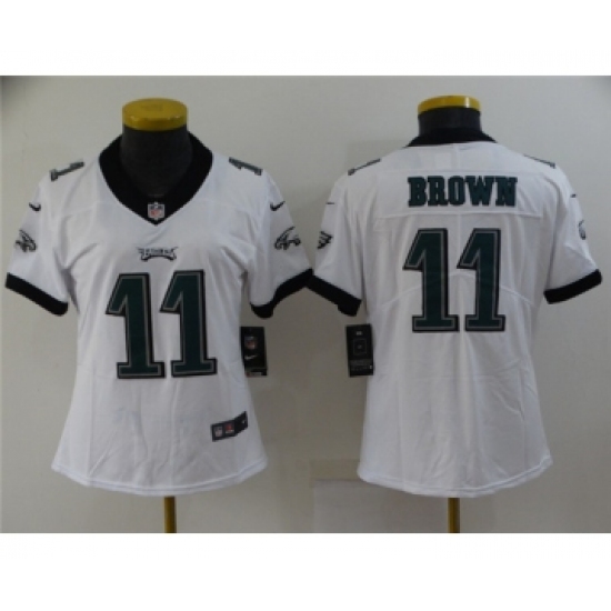 Women's Philadelphia Eagles #11 A. J. Brown White Vapor Stitched Football Jersey(Run Small) - Ujersey