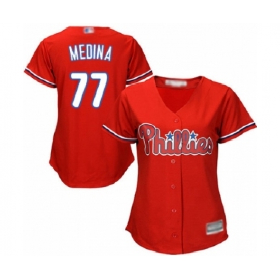 Women's Philadelphia Phillies #77 Adonis Medina Authentic Red Alternate Cool Base Baseball Player Jersey