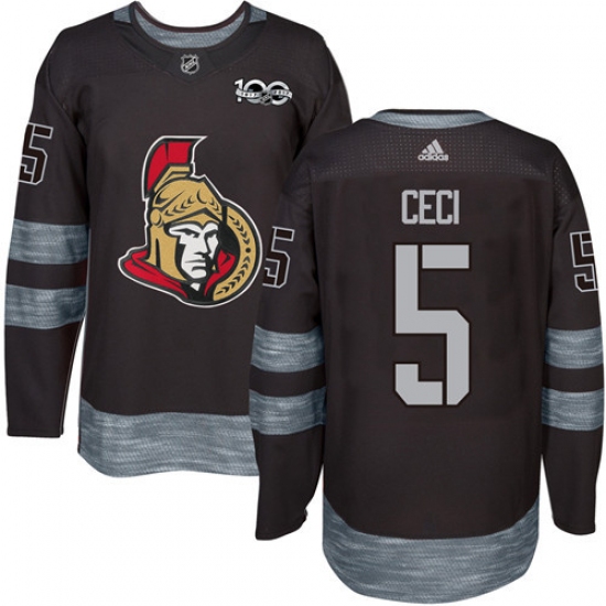 Men's Adidas Ottawa Senators #5 Cody Ceci Authentic Black 1917-2017 100th Anniversary NHL Jersey - Ujersey