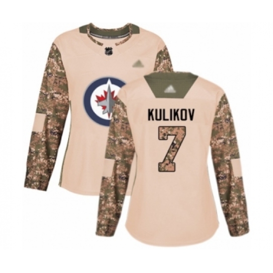 Women's Winnipeg Jets #7 Dmitry Kulikov Authentic Camo Veterans Day Practice Hockey Jersey - Ujersey