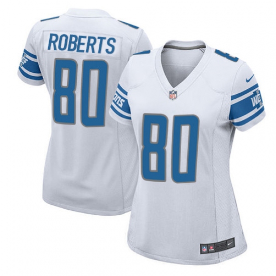 Women's Nike Detroit Lions #80 Michael Roberts Game White NFL Jersey - Ujersey