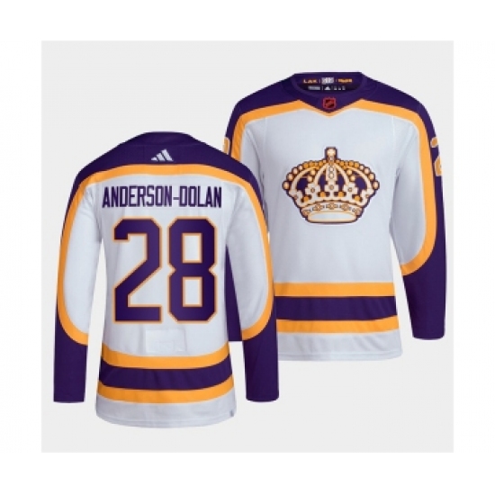 Men's Los Angeles Kings #28 Jaret Anderson-Dolan White 2022 Reverse Retro Stitched Jersey - Ujersey