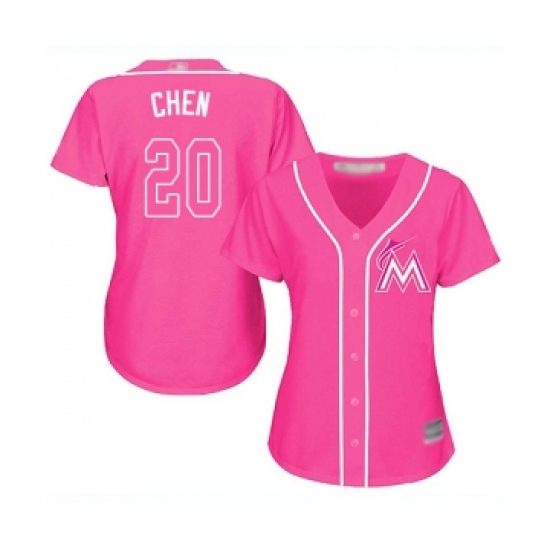 Women's Miami Marlins #20 Wei-Yin Chen Replica Pink Fashion Cool Base Baseball Jersey