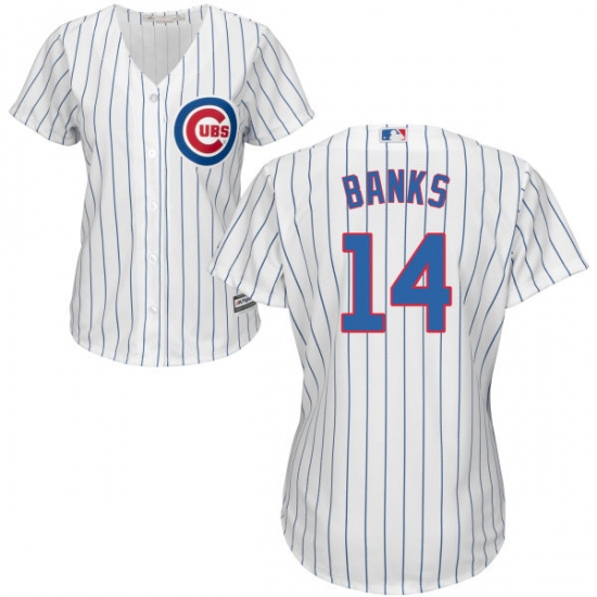 Women's Majestic Chicago Cubs #14 Ernie Banks Authentic White Home Cool Base MLB Jersey - Ujersey