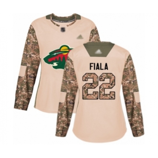 Women's Minnesota Wild #22 Kevin Fiala Authentic Camo Veterans Day Practice Hockey Jersey - Ujersey