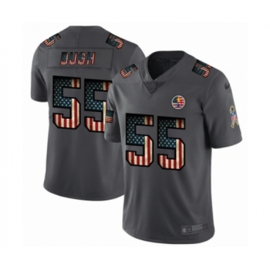 Men's Pittsburgh Steelers #55 Devin Bush Limited Black USA Flag 2019 Salute To Service Football Jersey - Ujersey