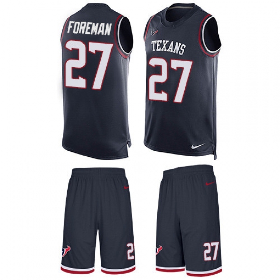 Men's Nike Houston Texans #27 D'Onta Foreman Limited Navy Blue Tank Top Suit NFL Jersey - Ujersey