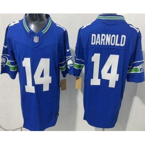 Men's Seattle Seahawks #14 Sam Darnold Limited Blue FUSE Vapor Jersey - Ujersey
