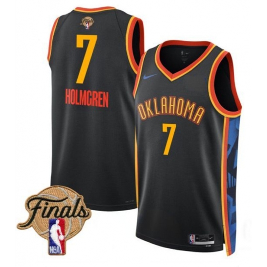 Men's Oklahoma City Thunder #7 Chet Holmgren Black 2025 Finals City Edition Stitched Basketball Jersey - Ujersey