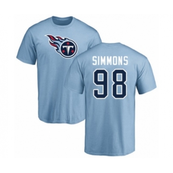 Football Tennessee Titans #98 Jeffery Simmons Light Blue Name & Number Logo T-Shirt - Ujersey
