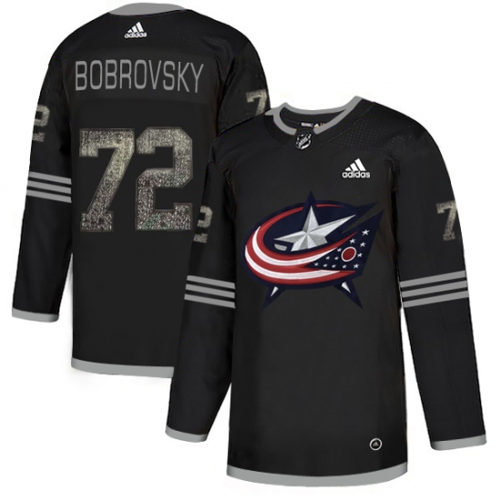 Men's Adidas Columbus Blue Jackets #72 Sergei Bobrovsky Black Authentic Classic Stitched NHL Jersey - Ujersey