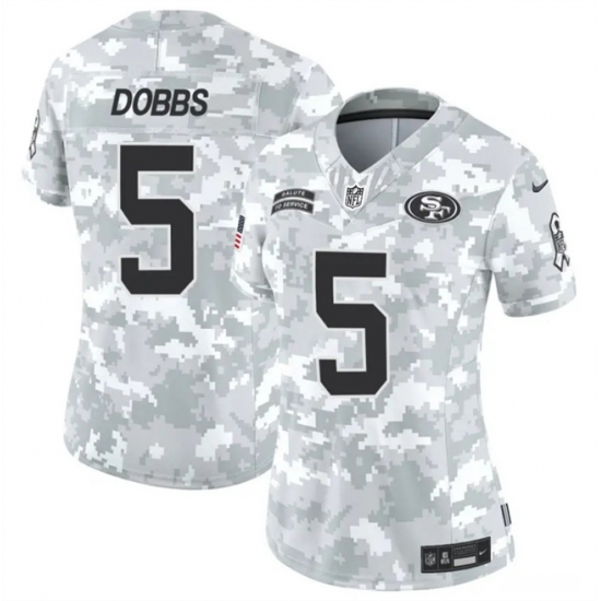 Women's San Francisco 49ers #5 Joshua Dobbs 2024 F.U.S.E Arctic Camo Salute To Service Limited Stitched Jersey(Run Small) - Ujersey