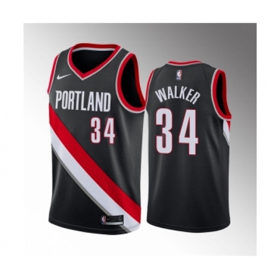 Men's Portland Trail Blazers #34 Jabari Walker Black Icon Edition Stitched Basketball Jersey - Ujersey