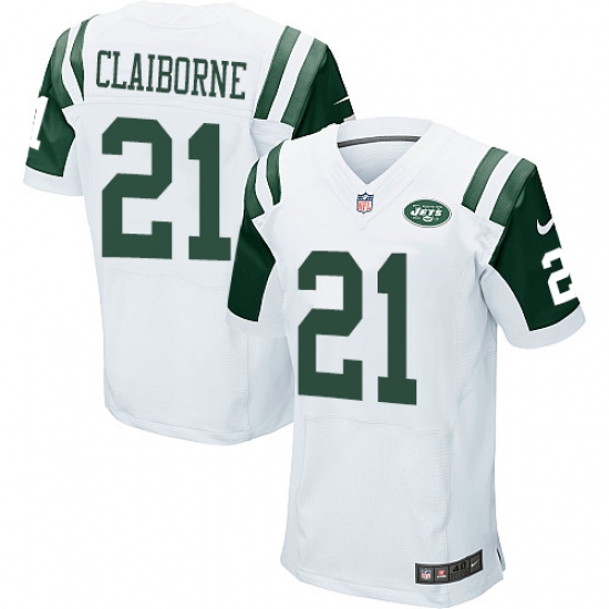 Men's Nike New York Jets #21 Morris Claiborne Elite White NFL Jersey - Ujersey