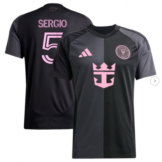 Men's Inter Miami CF Sergio Busquets adidas Black 2025 The Fortitude Kit Replica Player Jersey - Ujersey