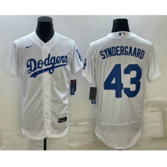 Men's Los Angeles Dodgers #43 Noah Syndergaard White Flex Base Stitched Baseball Jersey - Ujersey