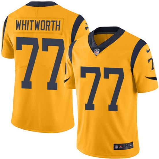 Men's Nike Los Angeles Rams #77 Andrew Whitworth Limited Gold Rush Vapor Untouchable NFL Jersey - Ujersey