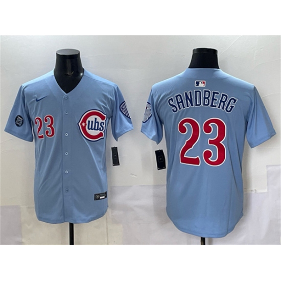 Men's Chicago Cubs #23 Ryne Sandberg Blue 'Ryne Sandberg Tribute' Vapor Limited V2 Stitched Baseball Jersey - Ujersey