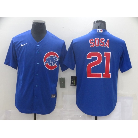 Men's Nike Chicago Cubs #21 Sammy Sosa Authentic Royal Blue Flex Base Jersey - Ujersey