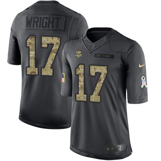 Men's Nike Minnesota Vikings #17 Jarius Wright Limited Black 2016 Salute to Service NFL Jersey - Ujersey