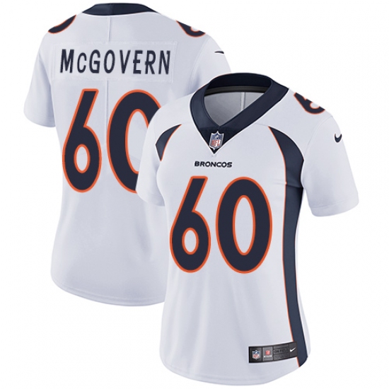 Women's Nike Denver Broncos #60 Connor McGovern White Vapor Untouchable Limited Player NFL Jersey - Ujersey