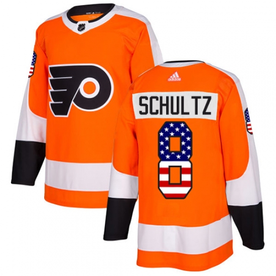 Men's Adidas Philadelphia Flyers #8 Dave Schultz Authentic Orange USA Flag Fashion NHL Jersey - Ujersey