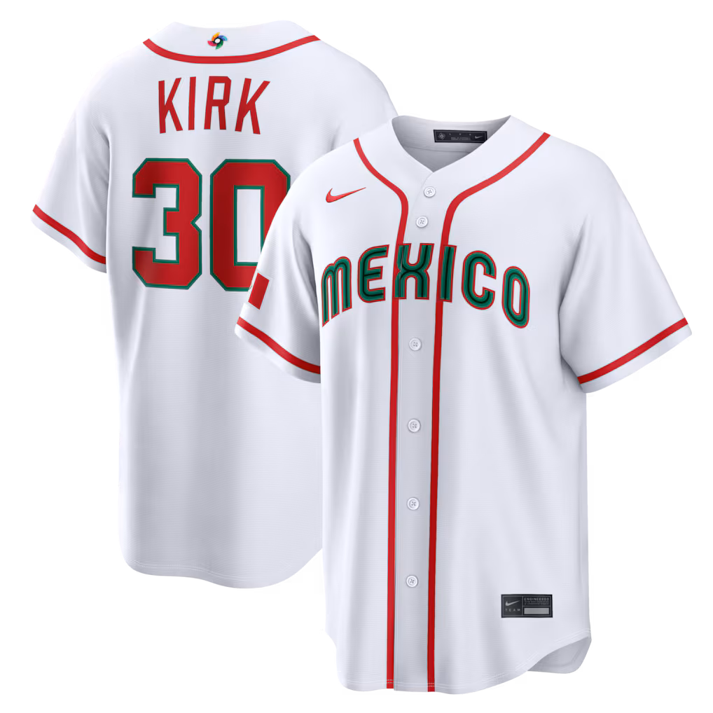 Men's Mexico Baseball Alejandro Kirk Nike White 2026 World Baseball Classic Home Stadium Jersey - Vujersey Los Angeles Rams