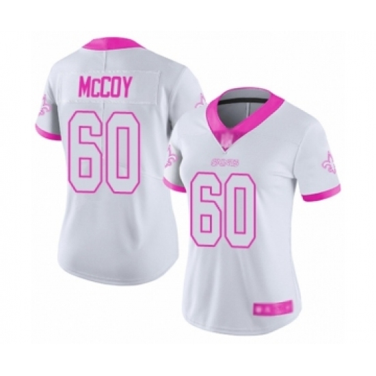 Women's New Orleans Saints #60 Erik McCoy Limited White Pink Rush Fashion Football Jersey - Ujersey