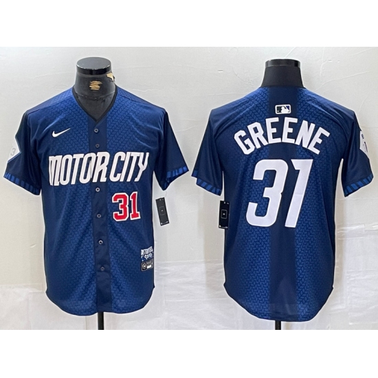 Men's Detroit Tigers #31 Riley Greene Number 2024 Navy City Connect Cool Base Limited Stitched Jersey - Ujersey