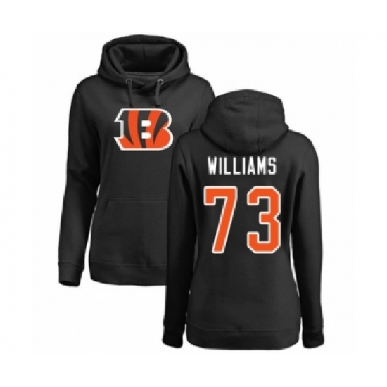 Football Women's Cincinnati Bengals #73 Jonah Williams Black Name & Number Logo Pullover Hoodie - Ujersey