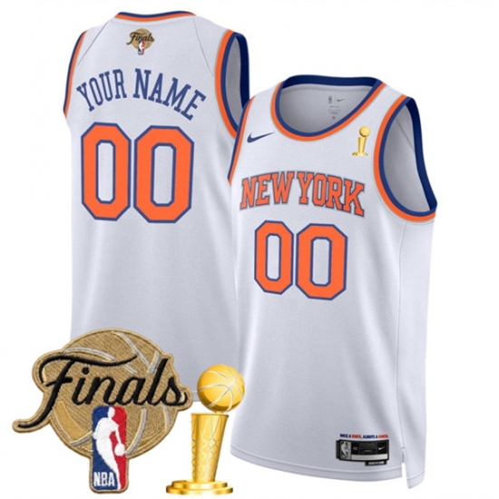 New Yok Knicks Active Player Custom White 2026 Finals Patch And Finals Champions Patch Association Edition Stitched Basketball Jersey - Ujersey