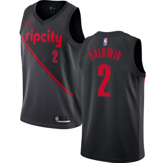 Youth Nike Portland Trail Blazers #2 Wade Baldwin Swingman Black NBA Jersey - 2018 19 City Edition - Ujersey