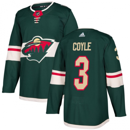 Men's Adidas Minnesota Wild #3 Charlie Coyle Authentic Green Home NHL Jersey - Ujersey
