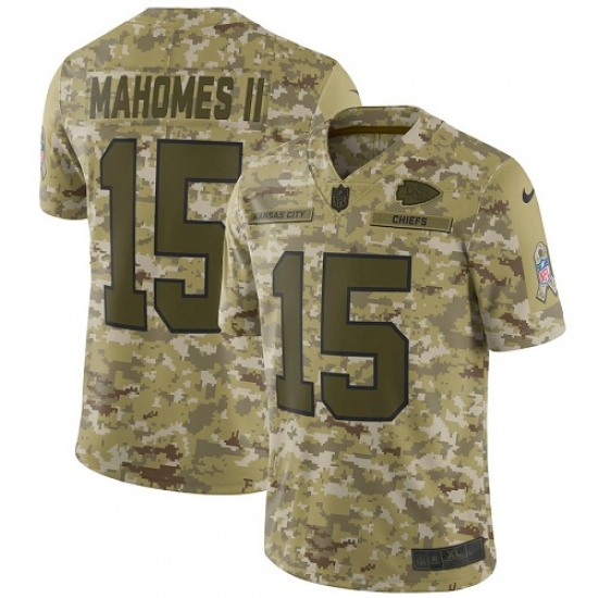 Youth Nike Kansas City Chiefs #15 Patrick Mahomes II Limited Camo 2018 Salute to Service NFL Jersey - Ujersey
