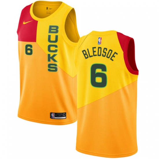 Women's Nike Milwaukee Bucks #6 Eric Bledsoe Swingman Yellow NBA Jersey - City Edition - Ujersey