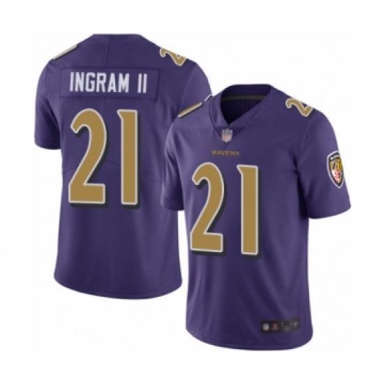 Men's Baltimore Ravens #21 Mark Ingram II Limited Purple Rush Vapor Untouchable Football Jersey - Ujersey