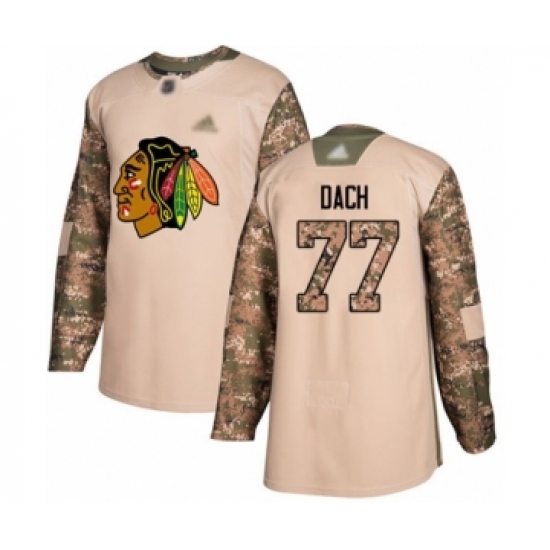 Men's Chicago Blackhawks #77 Kirby Dach Authentic Camo Veterans Day Practice Hockey Jersey - Ujersey