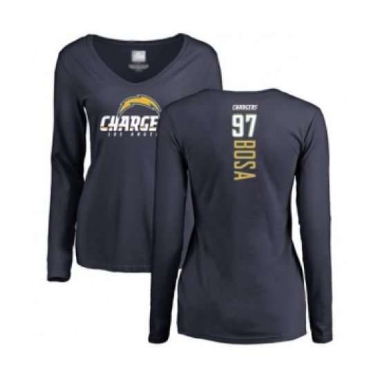 Football Women's Los Angeles Chargers #97 Joey Bosa Navy Blue Backer Long Sleeve T-Shirt - Ujersey