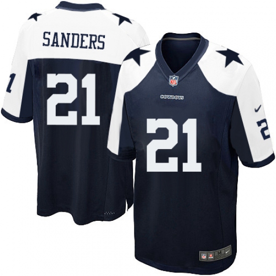 Men's Nike Dallas Cowboys #21 Deion Sanders Game Navy Blue Throwback Alternate NFL Jersey - Ujersey