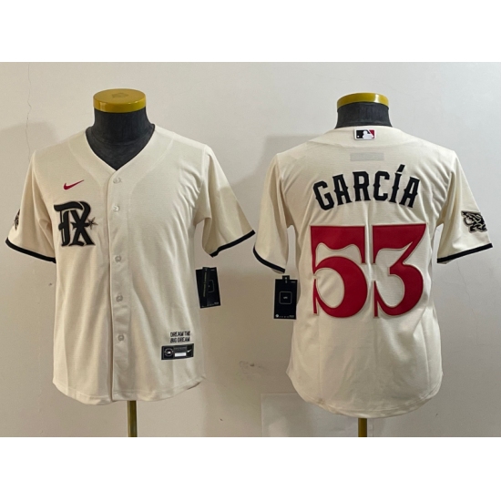 Women's Texas Rangers #53 Adolis Garcia Cream 2023 City Connect Cool Base Stitched Jersey - Ujersey